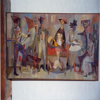 Una pintura que ilustra un mural en exhibición en el Museo de Ralli