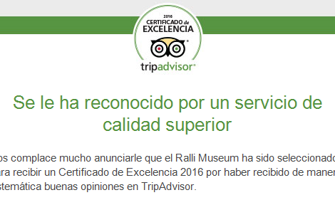 Certificado de excelencia TripAdvisor® 2016