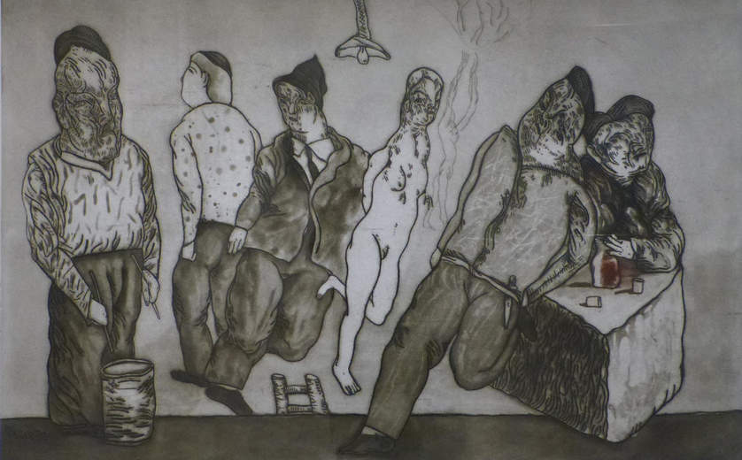 Pintura del destacado artista mexicano JOSÉ LUIS CUEVAS en exhibición en el Museo de ralli