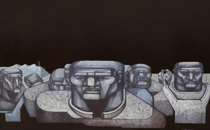 Foto de la exposición de la pintura colectiva del movimiento Spartacus presentada en el Museo ralli Santiago